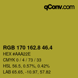 カラーコード: RGB 170 162.8 46.4 | qconv.com