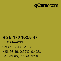 Color code: RGB 170 162.8 47 | qconv.com