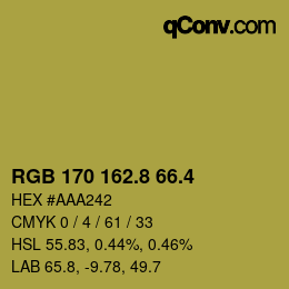カラーコード: RGB 170 162.8 66.4 | qconv.com