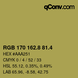 カラーコード: RGB 170 162.8 81.4 | qconv.com