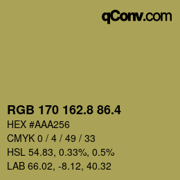 カラーコード: RGB 170 162.8 86.4 | qconv.com