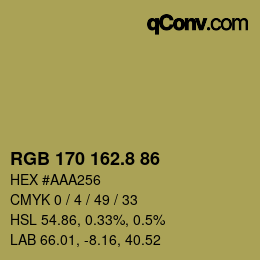 Color code: RGB 170 162.8 86 | qconv.com