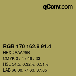 カラーコード: RGB 170 162.8 91.4 | qconv.com