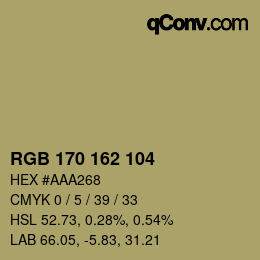 Color code: RGB 170 162 104 | qconv.com