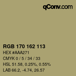 Color code: RGB 170 162 113 | qconv.com