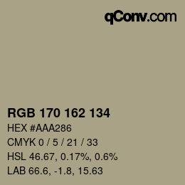 Color code: RGB 170 162 134 | qconv.com