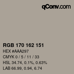 颜色代码: RGB 170 162 151 | qconv.com