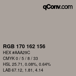 Color code: RGB 170 162 156 | qconv.com