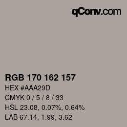 Código de color: RGB 170 162 157 | qconv.com