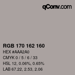 Color code: RGB 170 162 160 | qconv.com