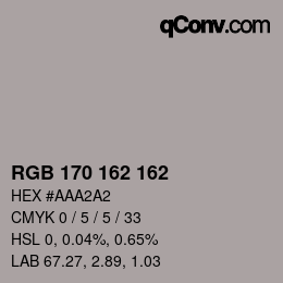 カラーコード: RGB 170 162 162 | qconv.com