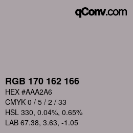 Color code: RGB 170 162 166 | qconv.com