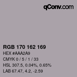 Color code: RGB 170 162 169 | qconv.com