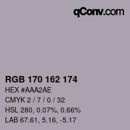 Color code: RGB 170 162 174 | qconv.com