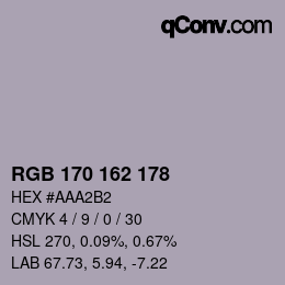 Color code: RGB 170 162 178 | qconv.com