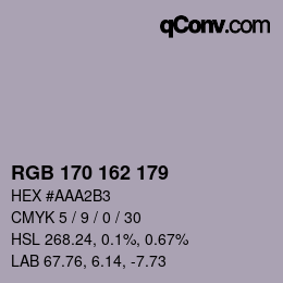 Color code: RGB 170 162 179 | qconv.com