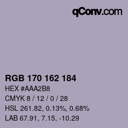 Color code: RGB 170 162 184 | qconv.com