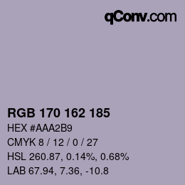 Color code: RGB 170 162 185 | qconv.com
