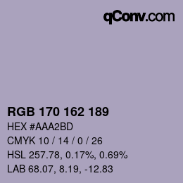 Color code: RGB 170 162 189 | qconv.com