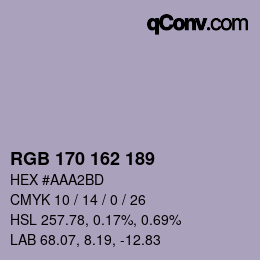 Color code: RGB 170 162 189 | qconv.com