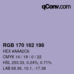 Color code: RGB 170 162 198 | qconv.com