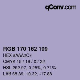 Color code: RGB 170 162 199 | qconv.com