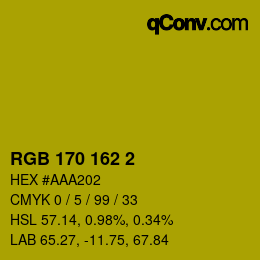 Color code: RGB 170 162 2 | qconv.com