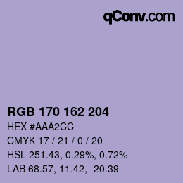 Color code: RGB 170 162 204 | qconv.com