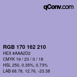 Color code: RGB 170 162 210 | qconv.com