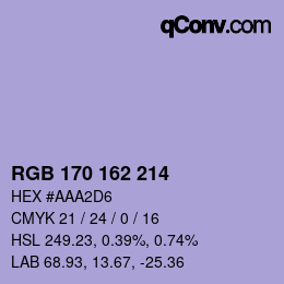 Color code: RGB 170 162 214 | qconv.com