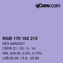 Color code: RGB 170 162 215 | qconv.com