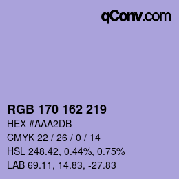 Color code: RGB 170 162 219 | qconv.com