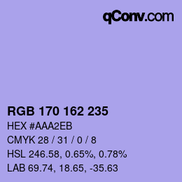Color code: RGB 170 162 235 | qconv.com