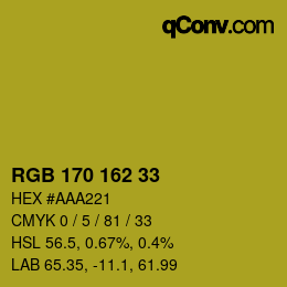 カラーコード: RGB 170 162 33 | qconv.com