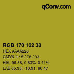 Color code: RGB 170 162 38 | qconv.com