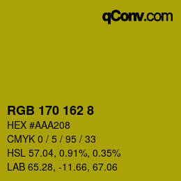 Color code: RGB 170 162 8 | qconv.com