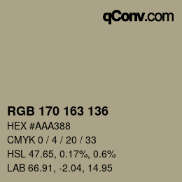 Color code: RGB 170 163 136 | qconv.com