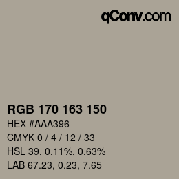 Farbcode: RGB 170 163 150 | qconv.com
