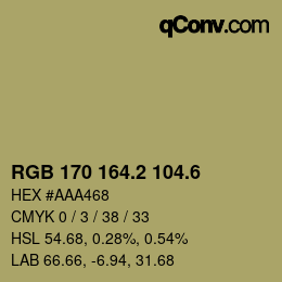 カラーコード: RGB 170 164.2 104.6 | qconv.com