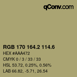 カラーコード: RGB 170 164.2 114.6 | qconv.com