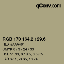 カラーコード: RGB 170 164.2 129.6 | qconv.com