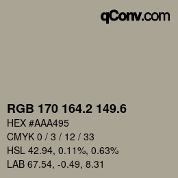 カラーコード: RGB 170 164.2 149.6 | qconv.com
