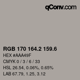 カラーコード: RGB 170 164.2 159.6 | qconv.com