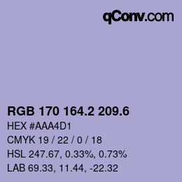 カラーコード: RGB 170 164.2 209.6 | qconv.com