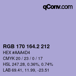 カラーコード: RGB 170 164.2 212 | qconv.com