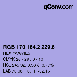 カラーコード: RGB 170 164.2 229.6 | qconv.com