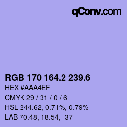 カラーコード: RGB 170 164.2 239.6 | qconv.com