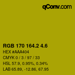 カラーコード: RGB 170 164.2 4.6 | qconv.com