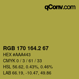 Color code: RGB 170 164.2 67 | qconv.com