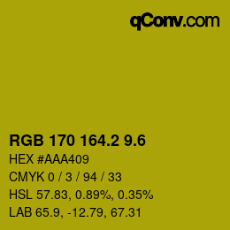 カラーコード: RGB 170 164.2 9.6 | qconv.com